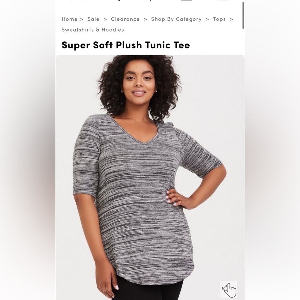 Torrid Super Soft Plush Tunic Tee size 2 elbow sleeve